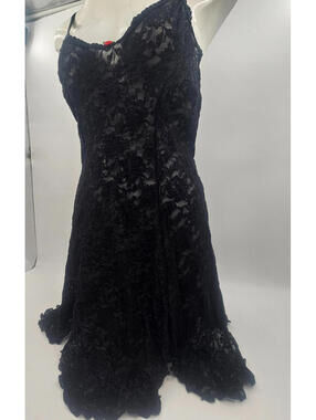 Coquette Black Lace Chemise Dress 3X/4X Red Rose Detail Lingerie Valentine